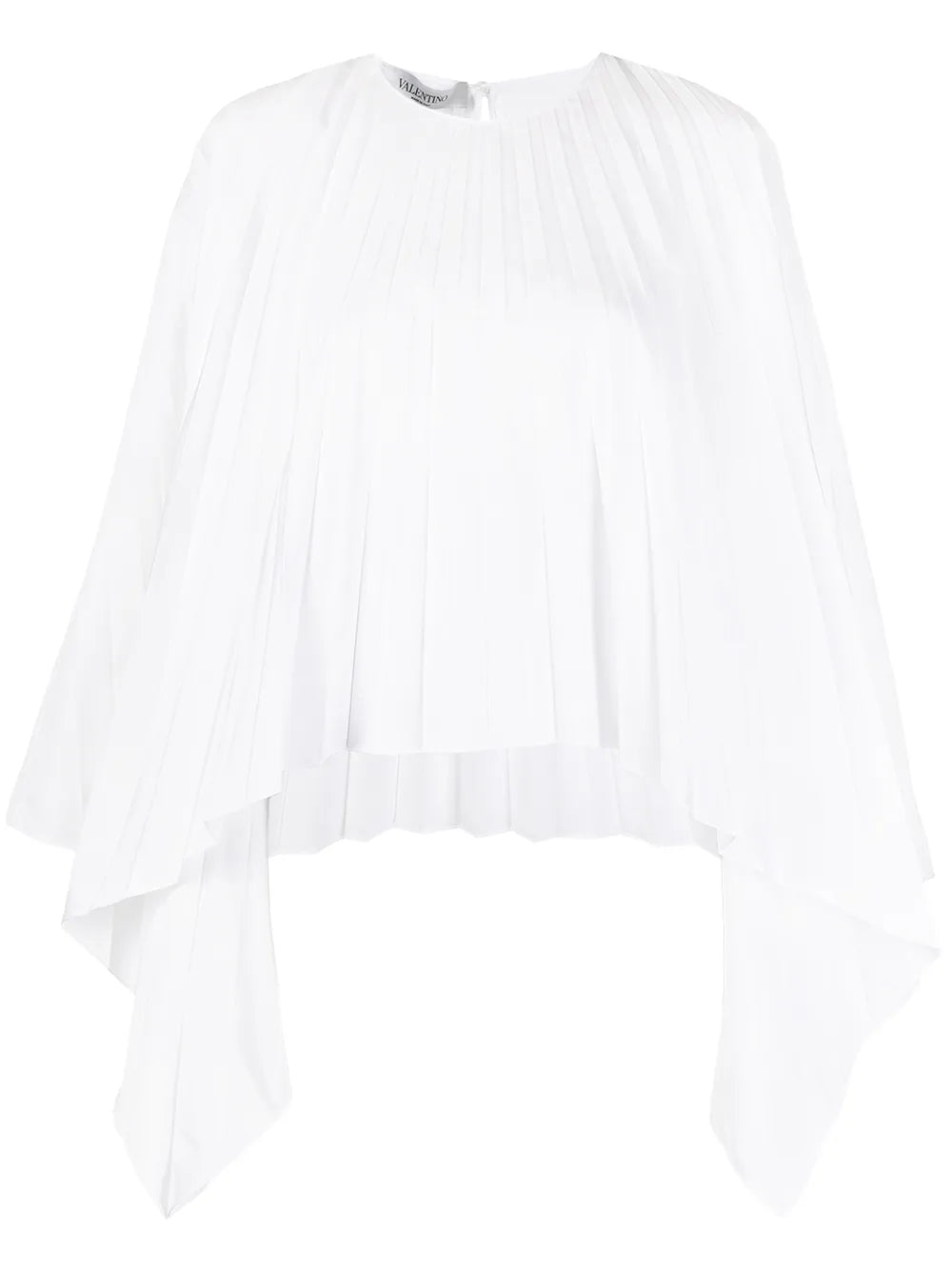 Pleated Bell-Sleeve Blouse — White