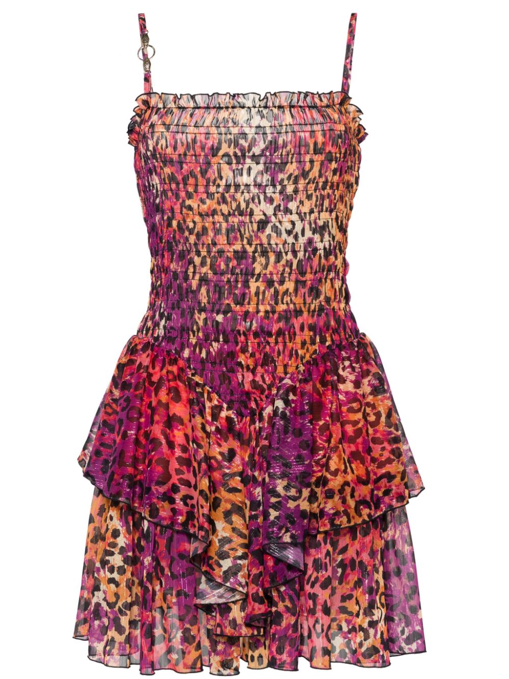 Layered leopard-print mini dress - Purple