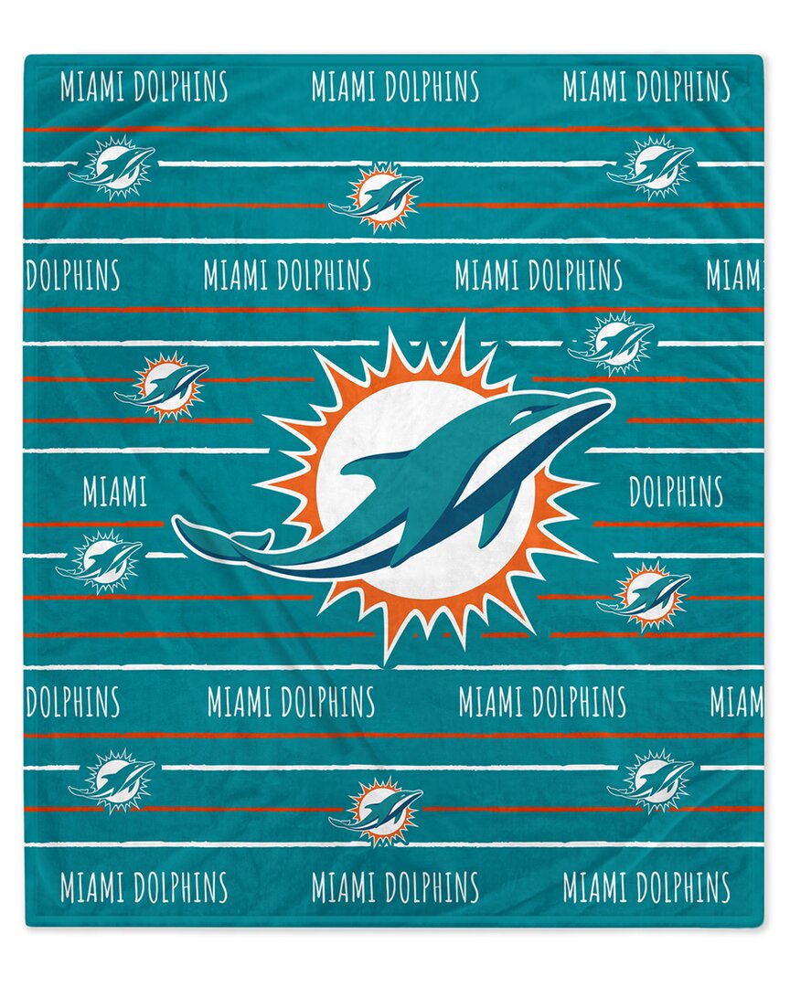 Miami Dolphins Nfl Team Center Stripe Logo Fleece Throw