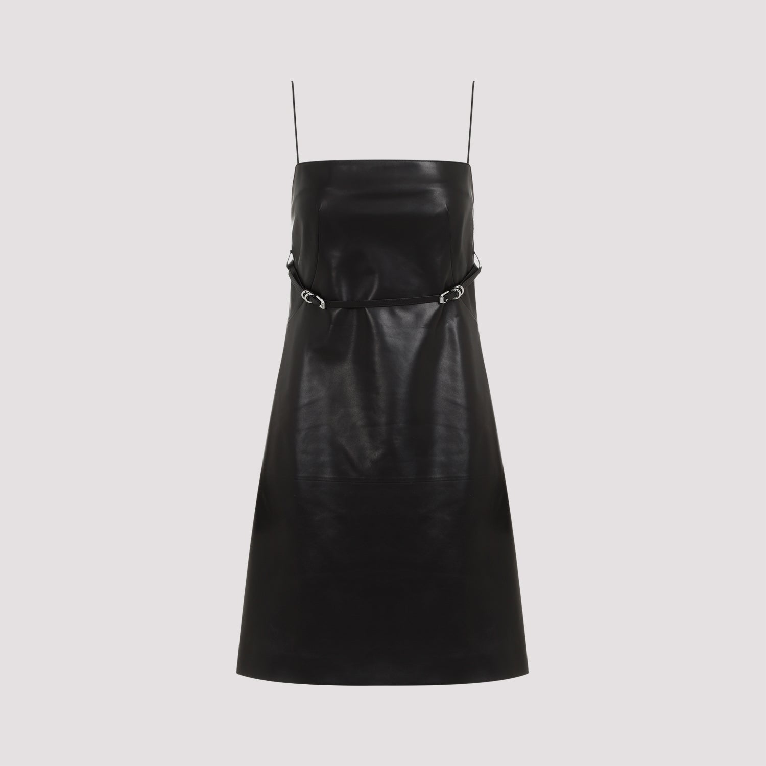 Belted Leather Mini Dress