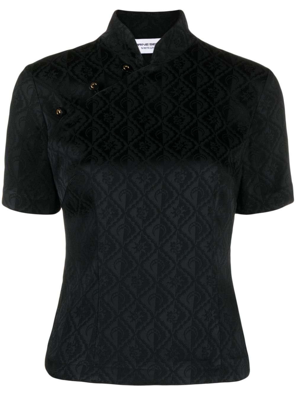 Crescent Moon-panelled jacquard top - Black