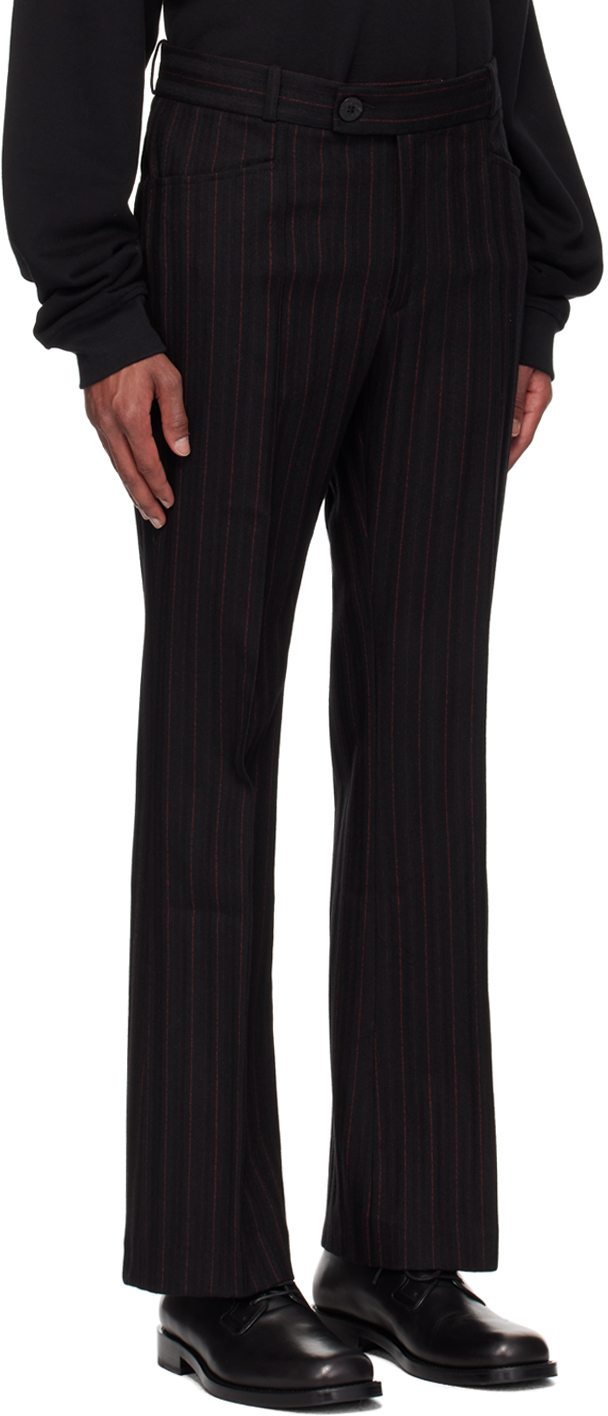 ERNEST W. BAKER ブラック ピンストライプ フレアパンツ