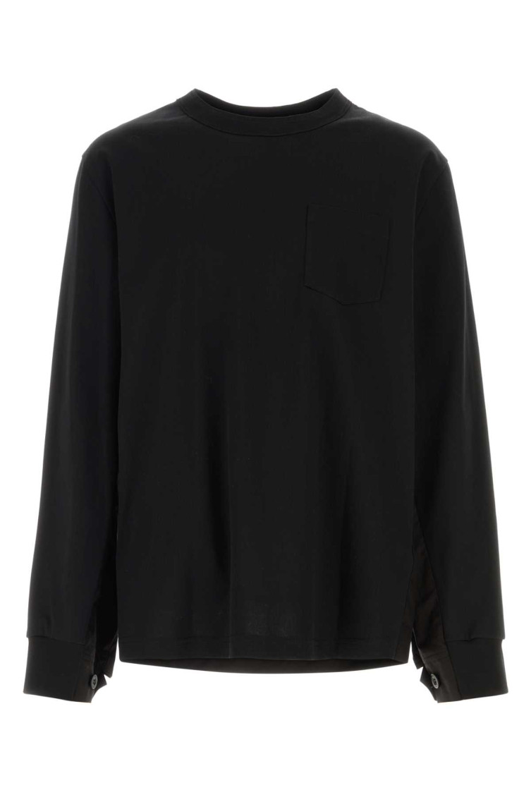 Black Jersey And Poplin Oversize T-shirt