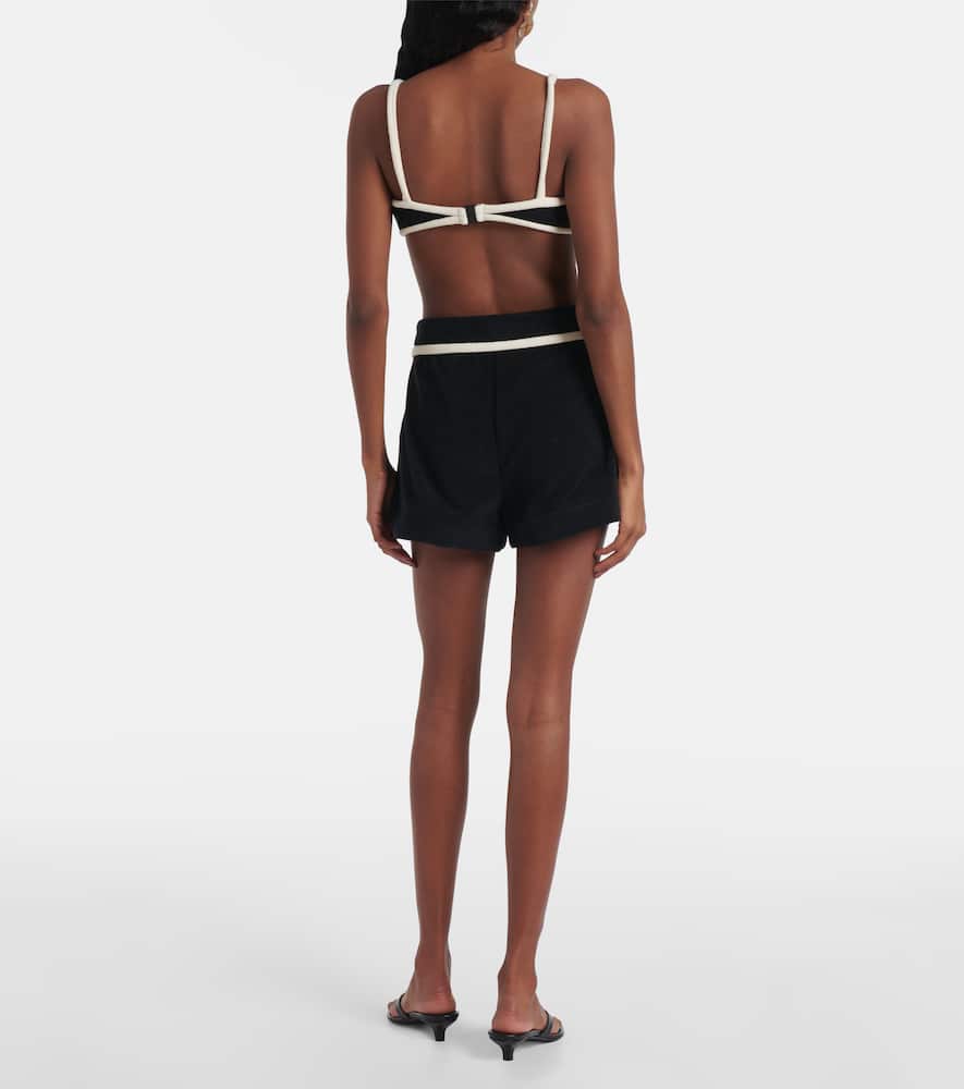 High-rise cotton-blend terry shorts