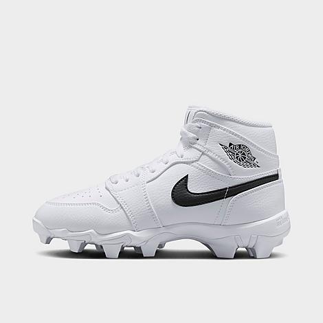 Big Kids Air Retro 1 Mid Cleats in White/Black