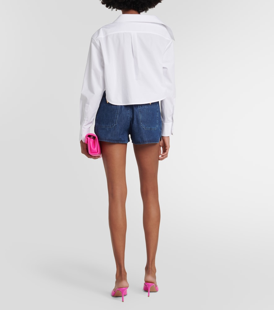 Asymmetric cropped cotton shirt