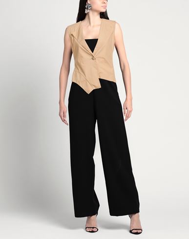 Woman Tailored Vest Beige Size 8 Cotton