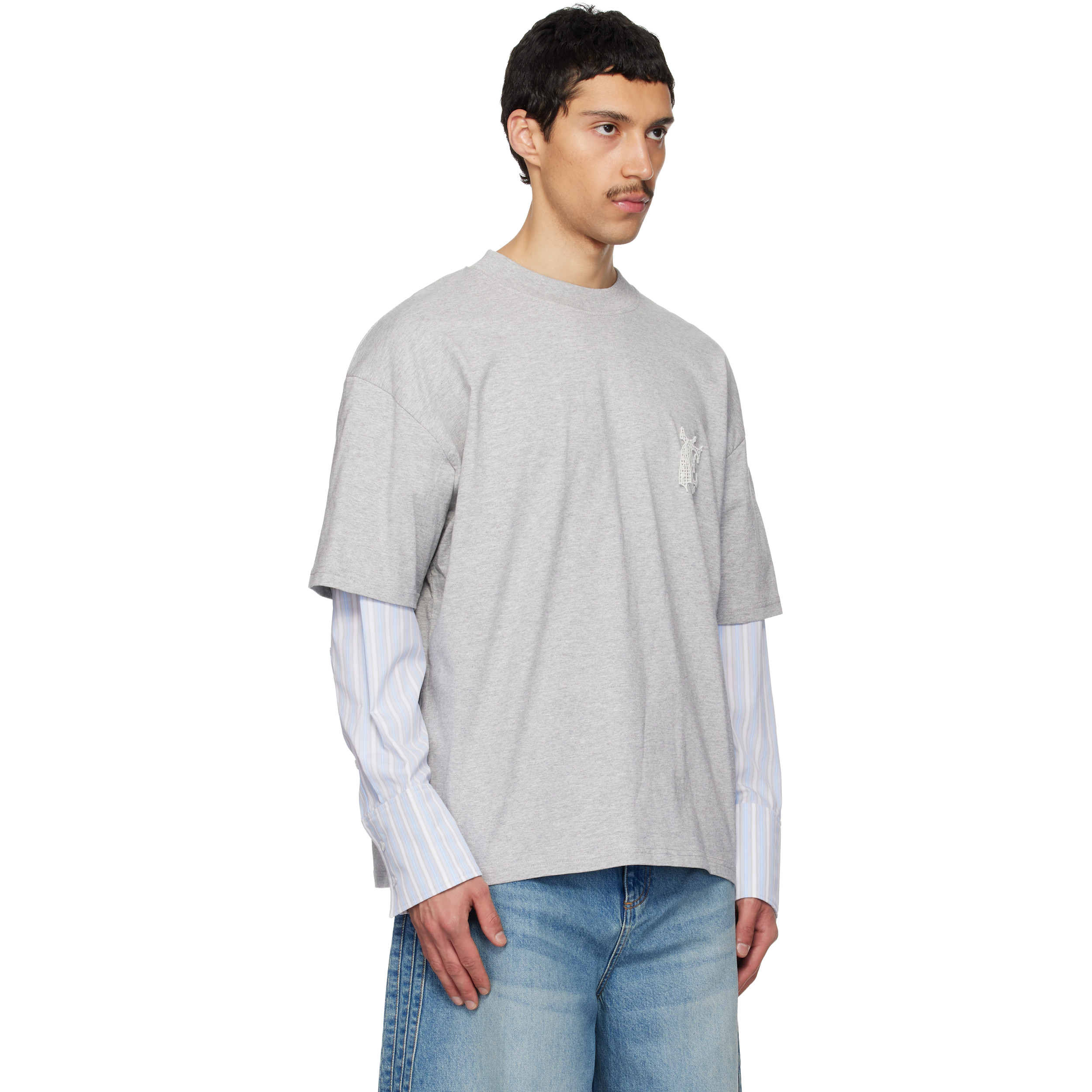 Gray Sculpted Cotton Shirt T-shirt