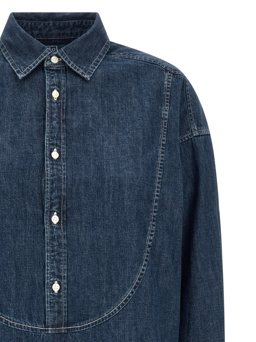 Denim Shirt With Curved Seams