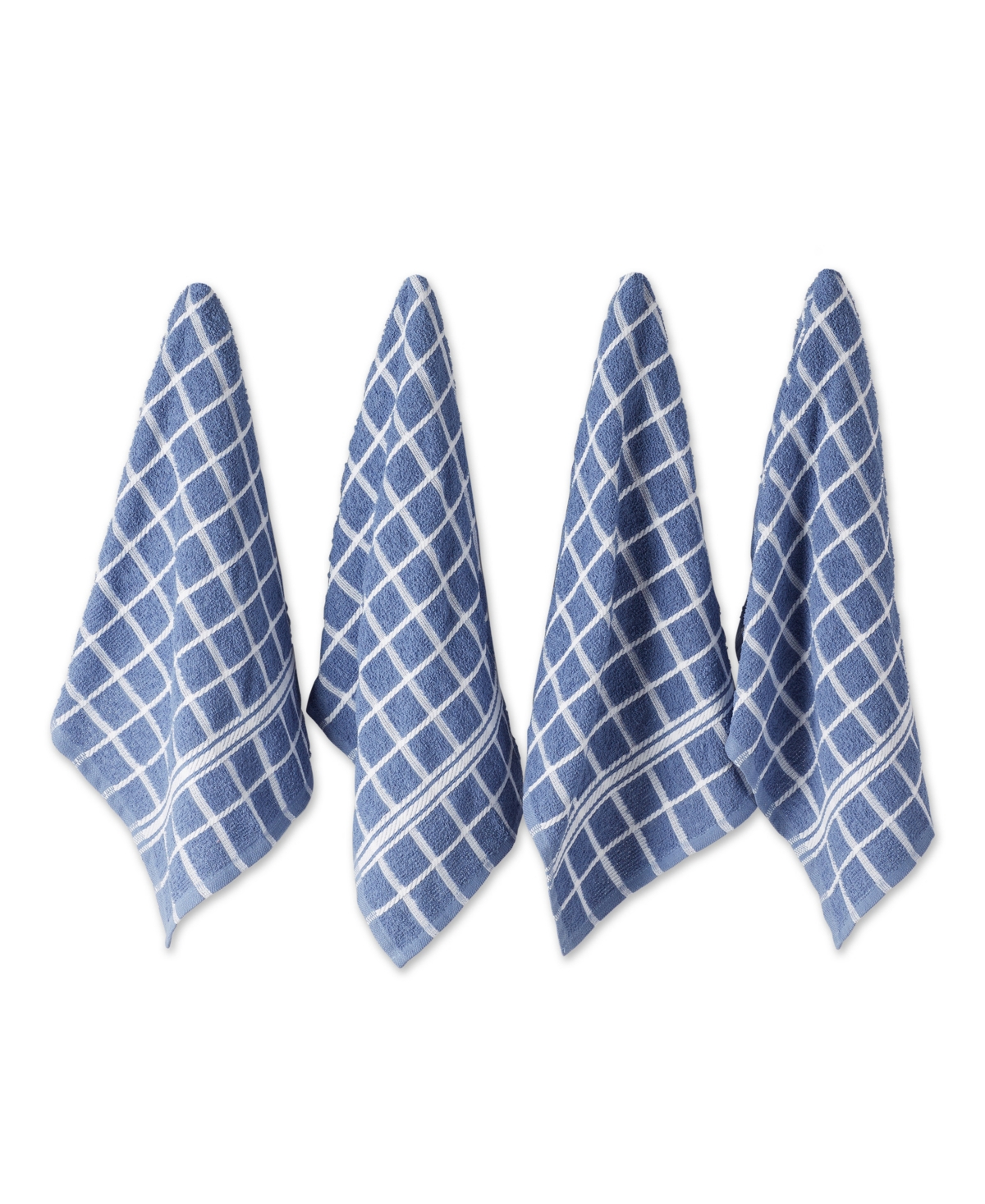 "Basic Terry Collection Windowpane Dishtowel Set, 16x26"", Stonewash Blue Check, 4 Piece - Stonewash Blue Check"