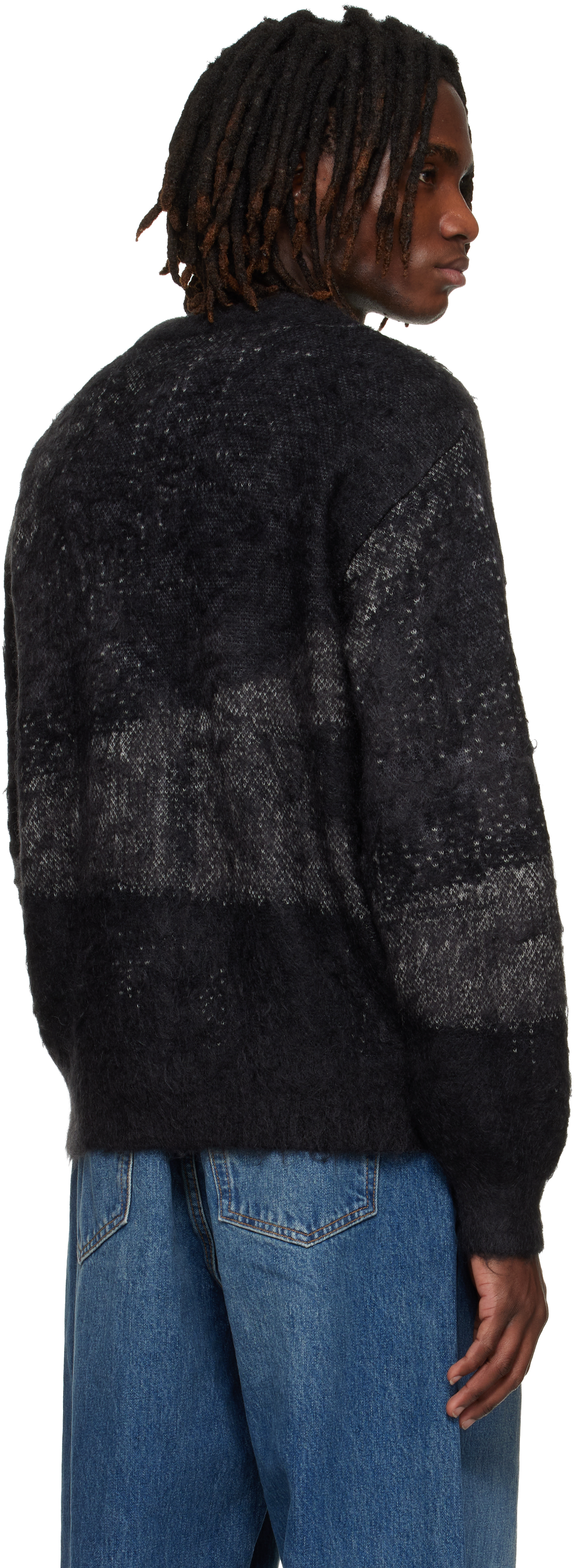 Black & Gray Abstract Jacquard Mohair Sweater