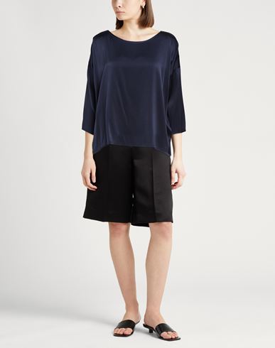 Woman Top Midnight blue Size 12 Silk, Elastane