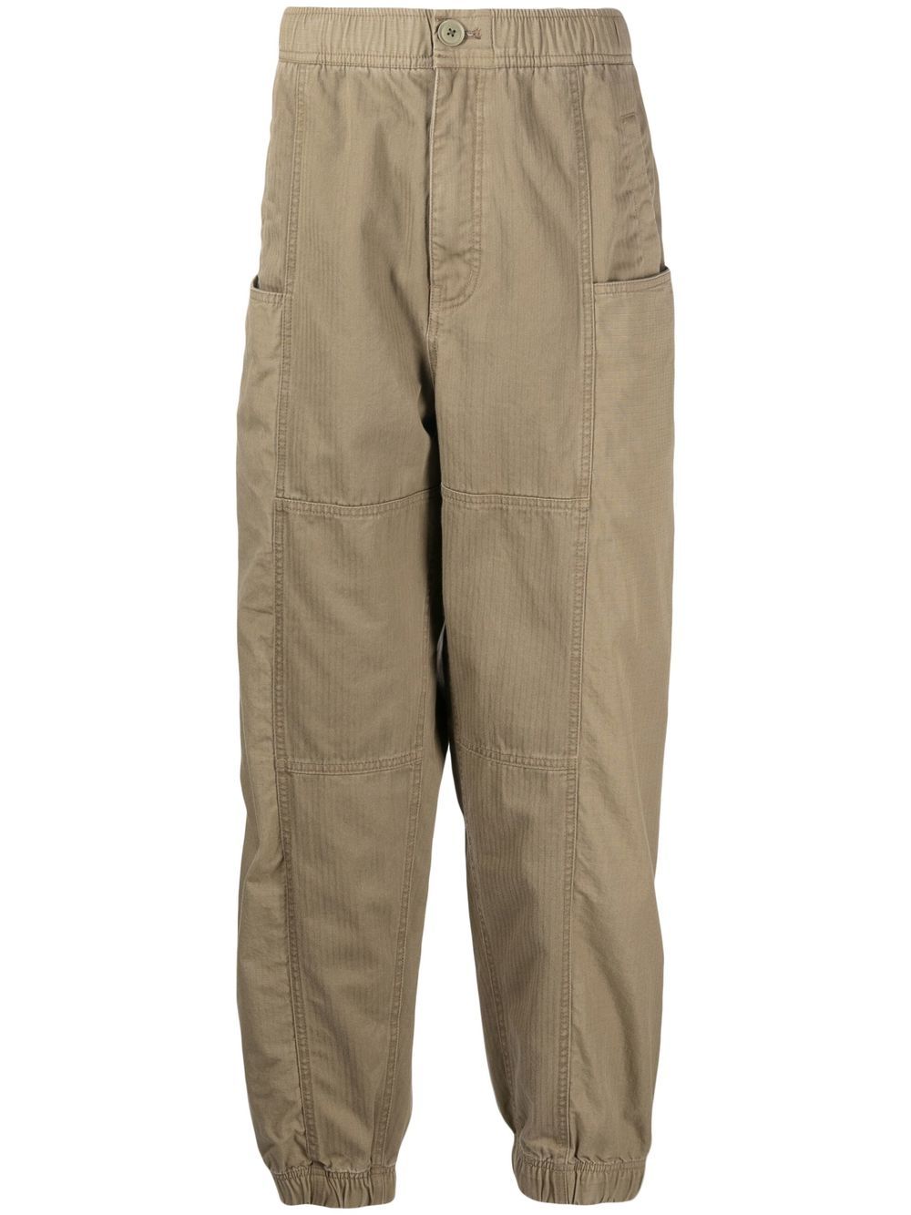 Straight-leg elasticated trousers - Brown