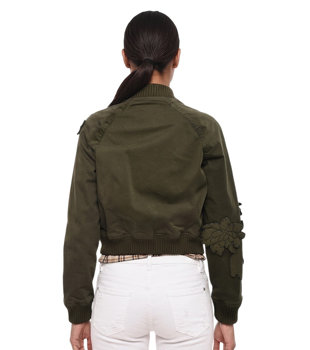 Dark Green Mandarin Collar Jacket