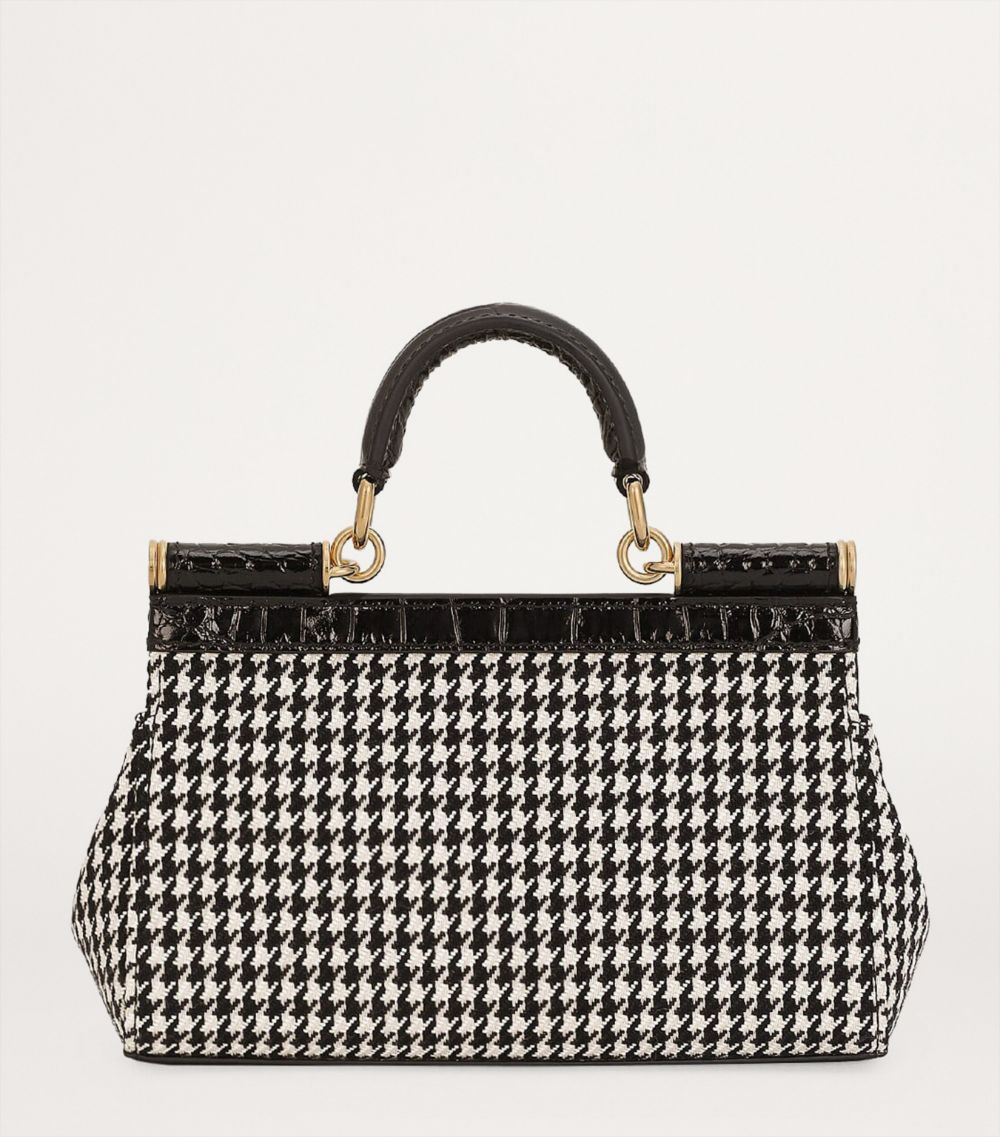 Small Houndstooth Sicily Top-Handle Bag
