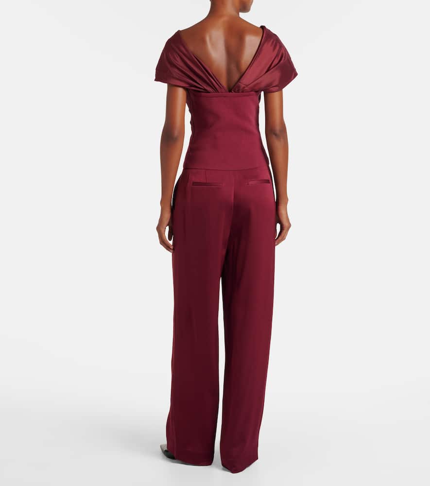 Celiana organza-trimmed knitted top