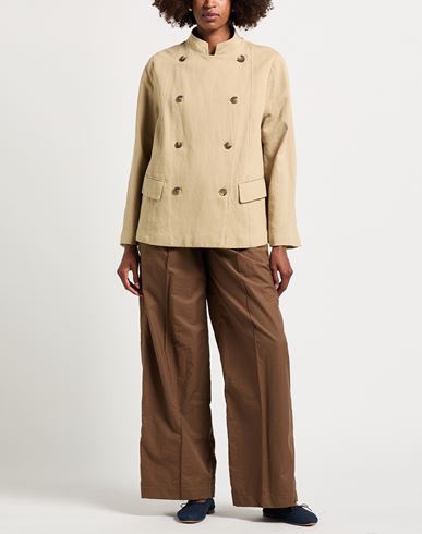 Woman Jacket Sand Size 10 Cotton, Linen