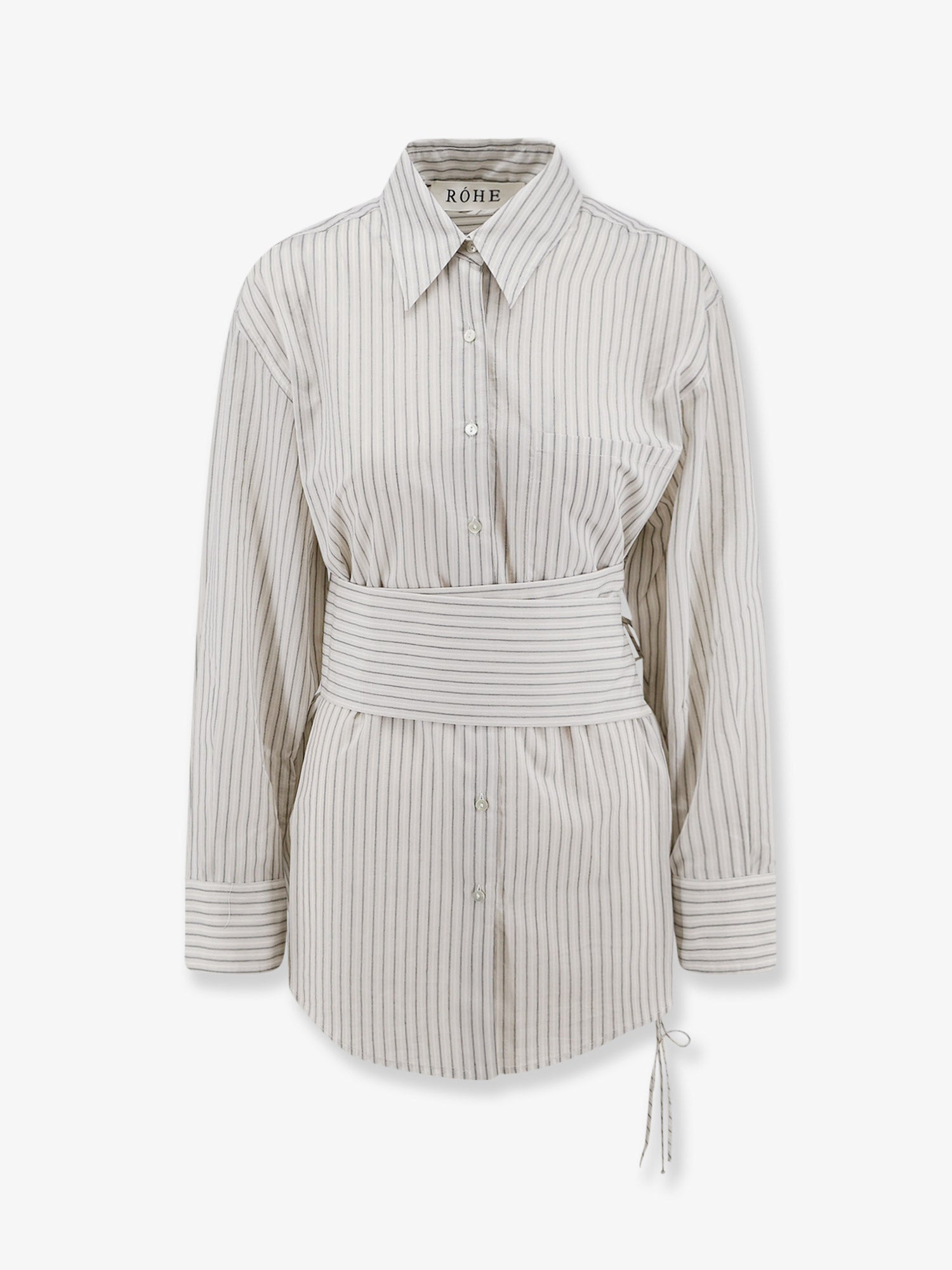 Silk-Cotton Striped Shirt — Gray
