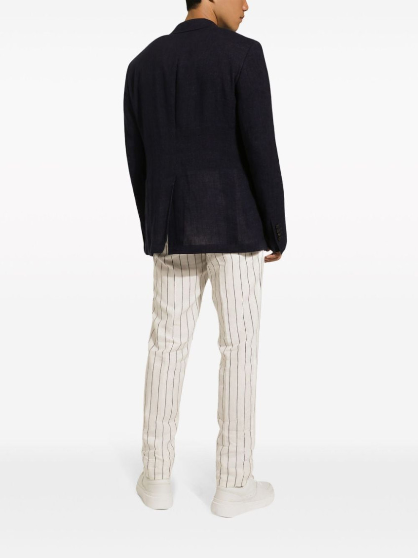 Linen-blend Single-breasted Blazer