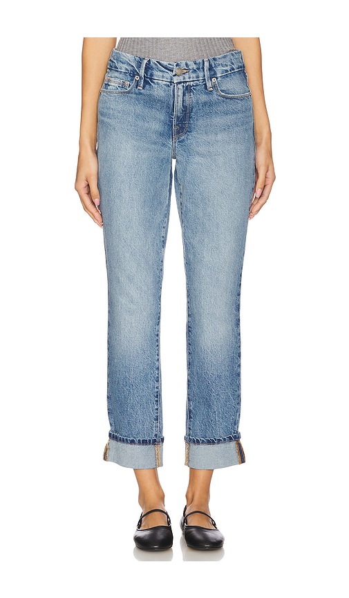 Good American Mid Rise Good Classic Cuffed Jeans in Blue. -  8 also in 0, 10, 12, 16, 2, 20, 22