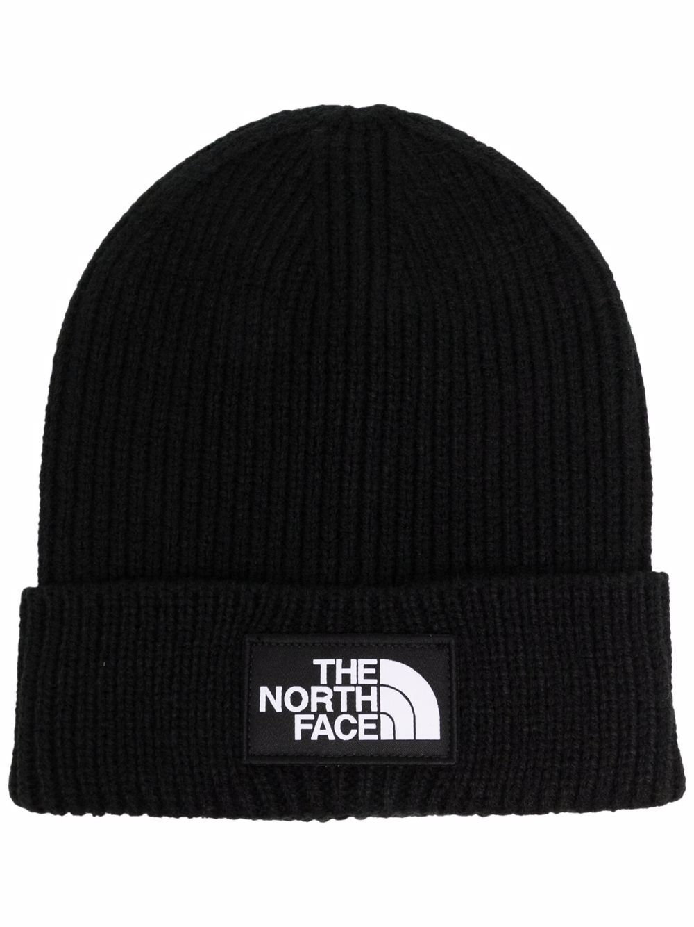 Box logo-patch ribbed beanie - Black
