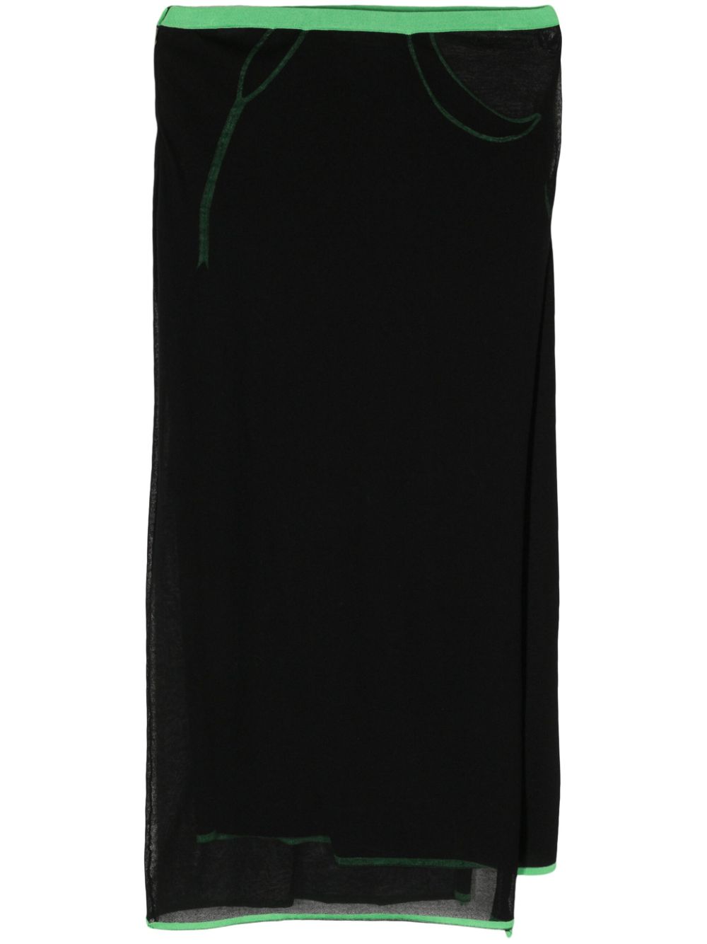Contrast-trim knitted midi skirt - Black