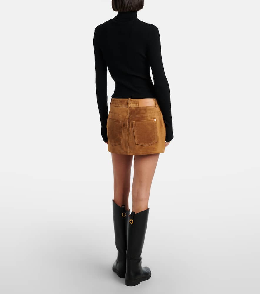 Low-rise suede miniskirt
