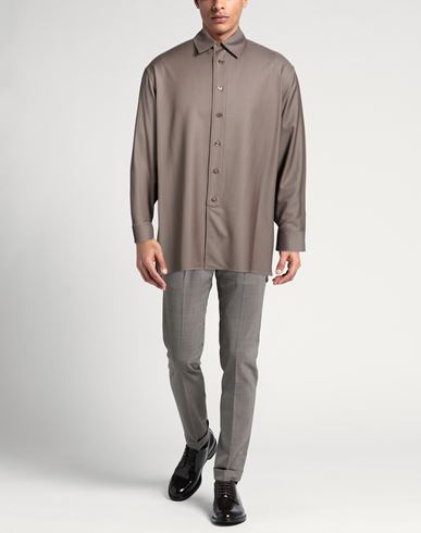 Man Shirt Taupe Size 38 Wool