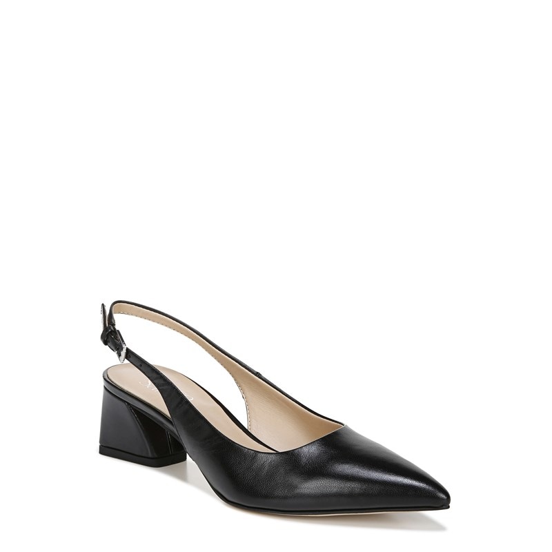Women's Racer Slingback Pump Shoes (Black Leather)