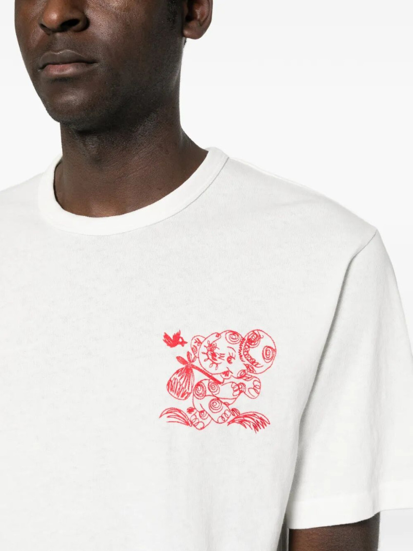 `Cartoon` Embroidered Outlined Cotton T-Shirt