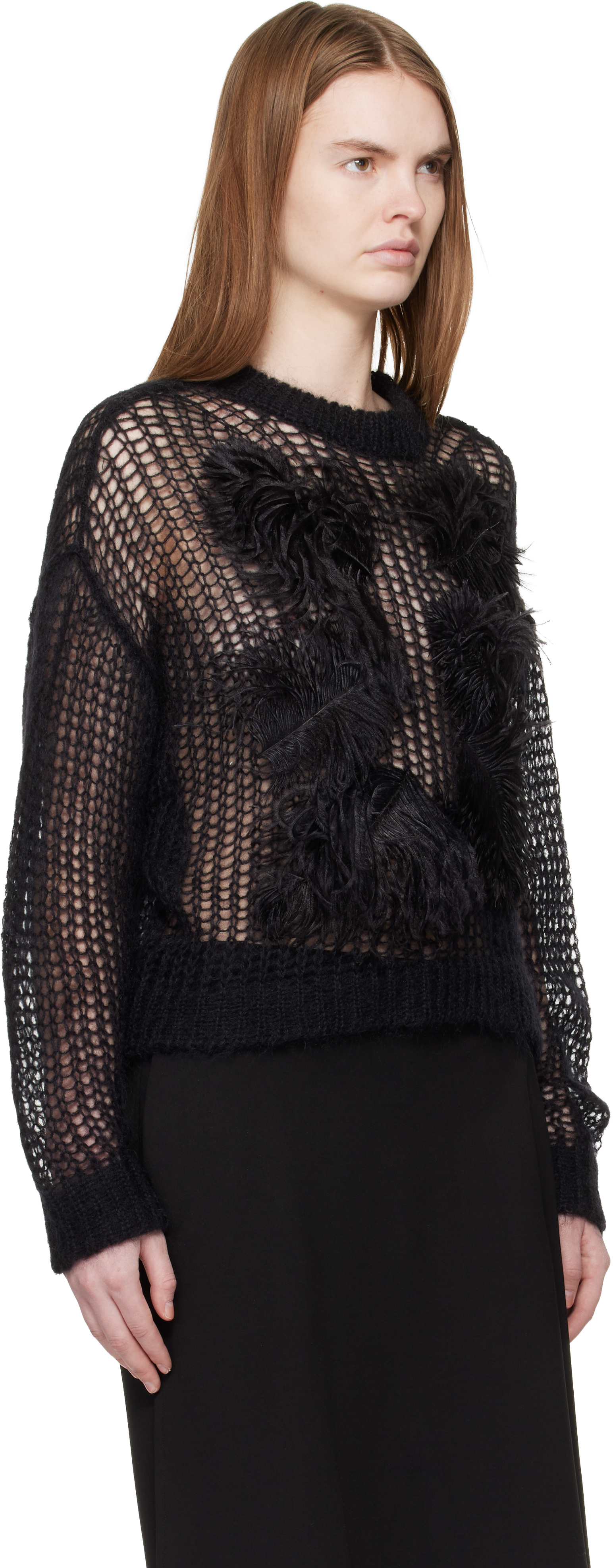 Black Light Mohair Feather Sweater
