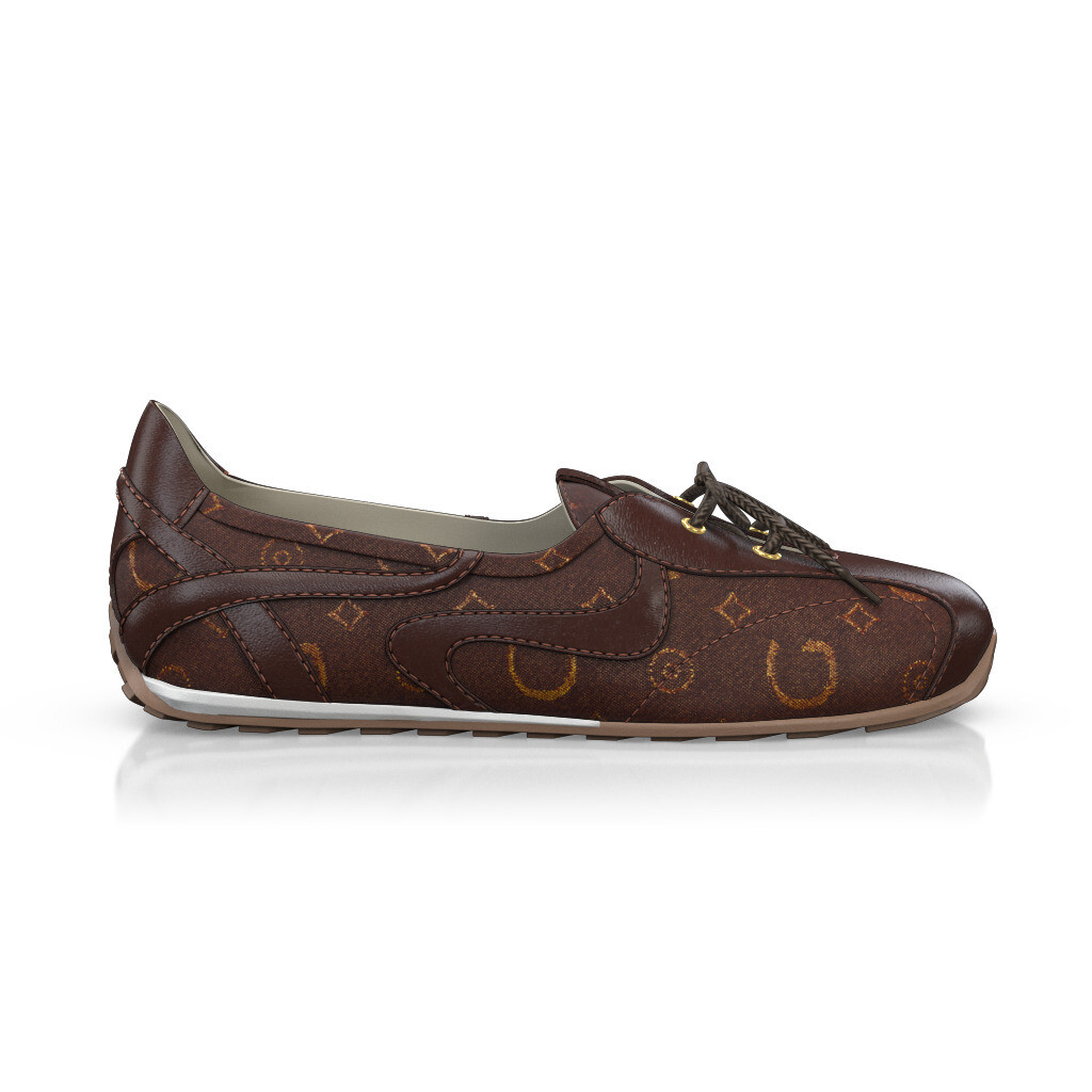 Ballerines de sport Femme Faites main en Italie en Cuir Marron - Sur Mesure, Petit, Enfiler - GIROTTI