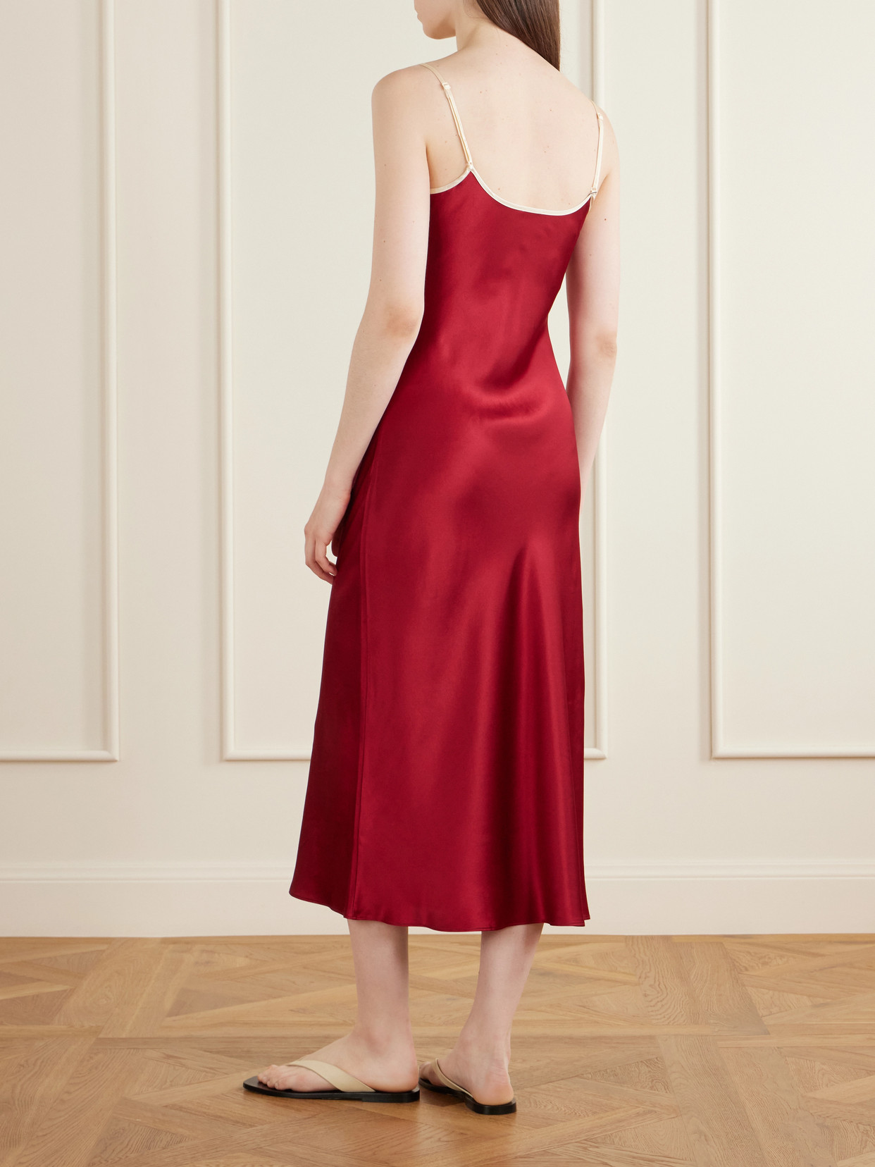 Silk-charmeuse Midi Dress - Red