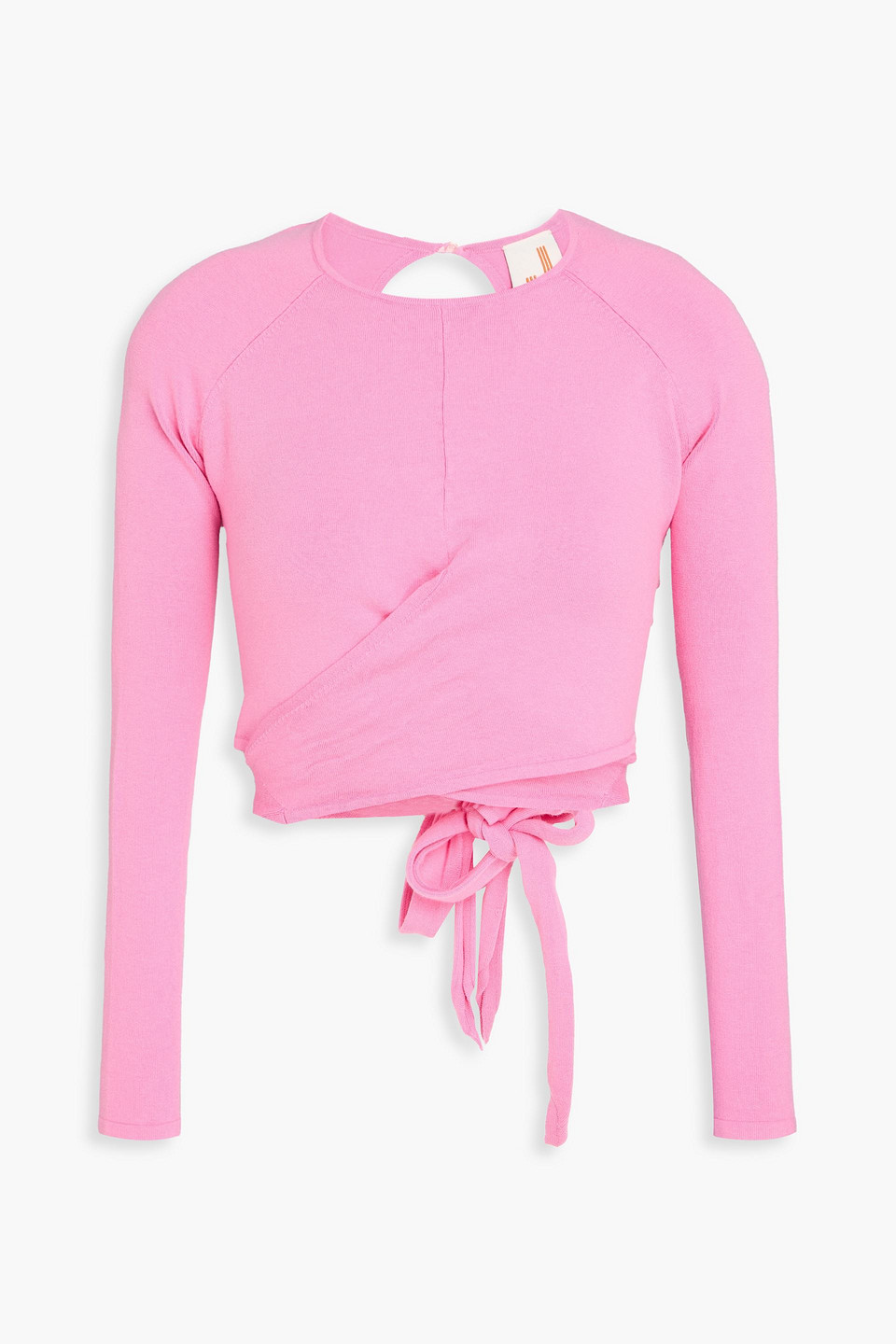 Cropped open-back Lyocell-blend top - Pink - XS