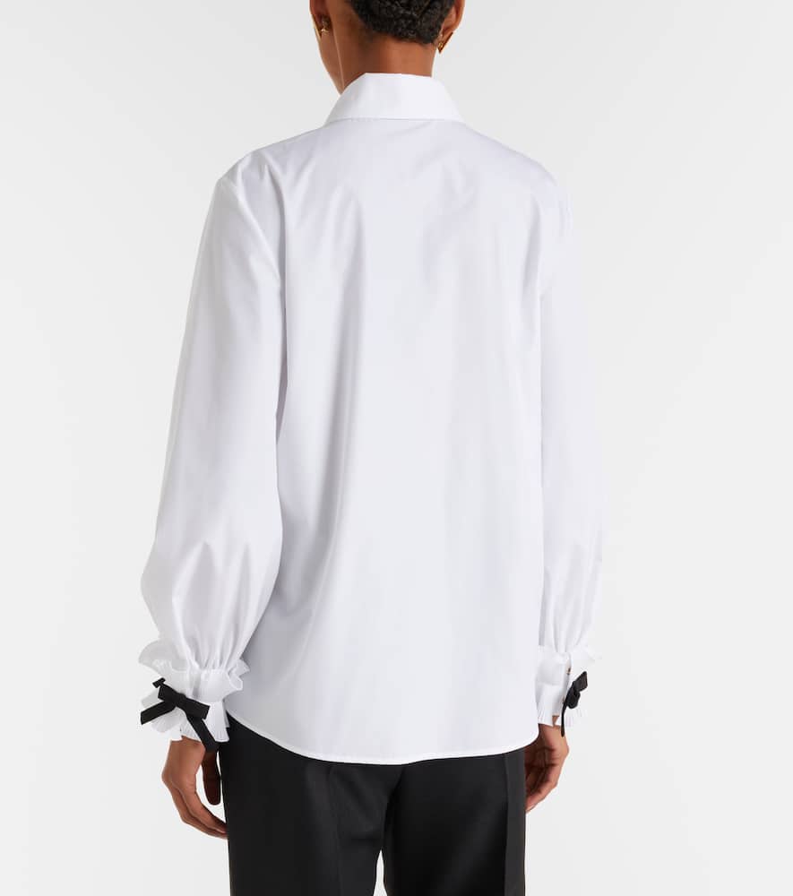 Bow-detail cotton-blend poplin shirt