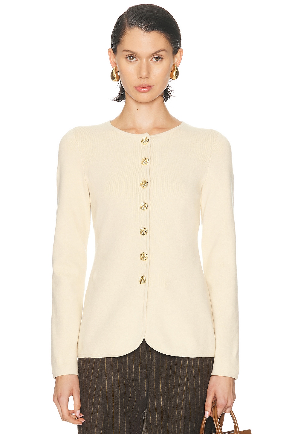 L'Academie Bronte Button Cardigan in Beige. XS. Also in XXS, S