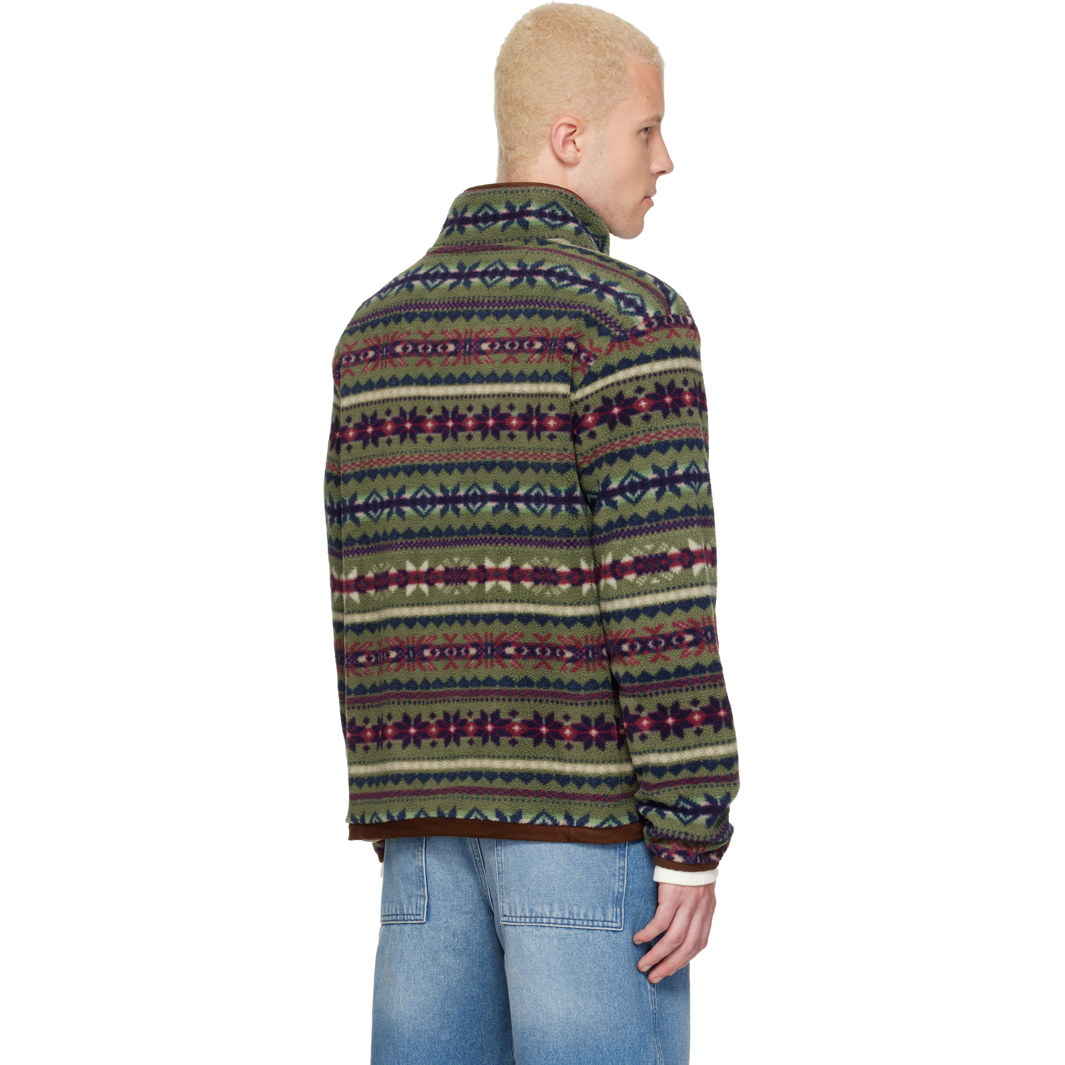 Green Patterned Fleece Sweater