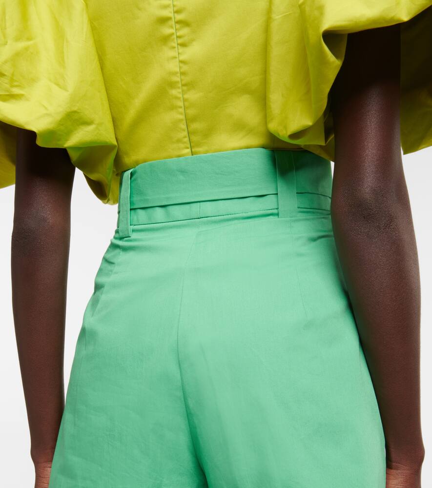 High-rise wide-leg cotton shorts