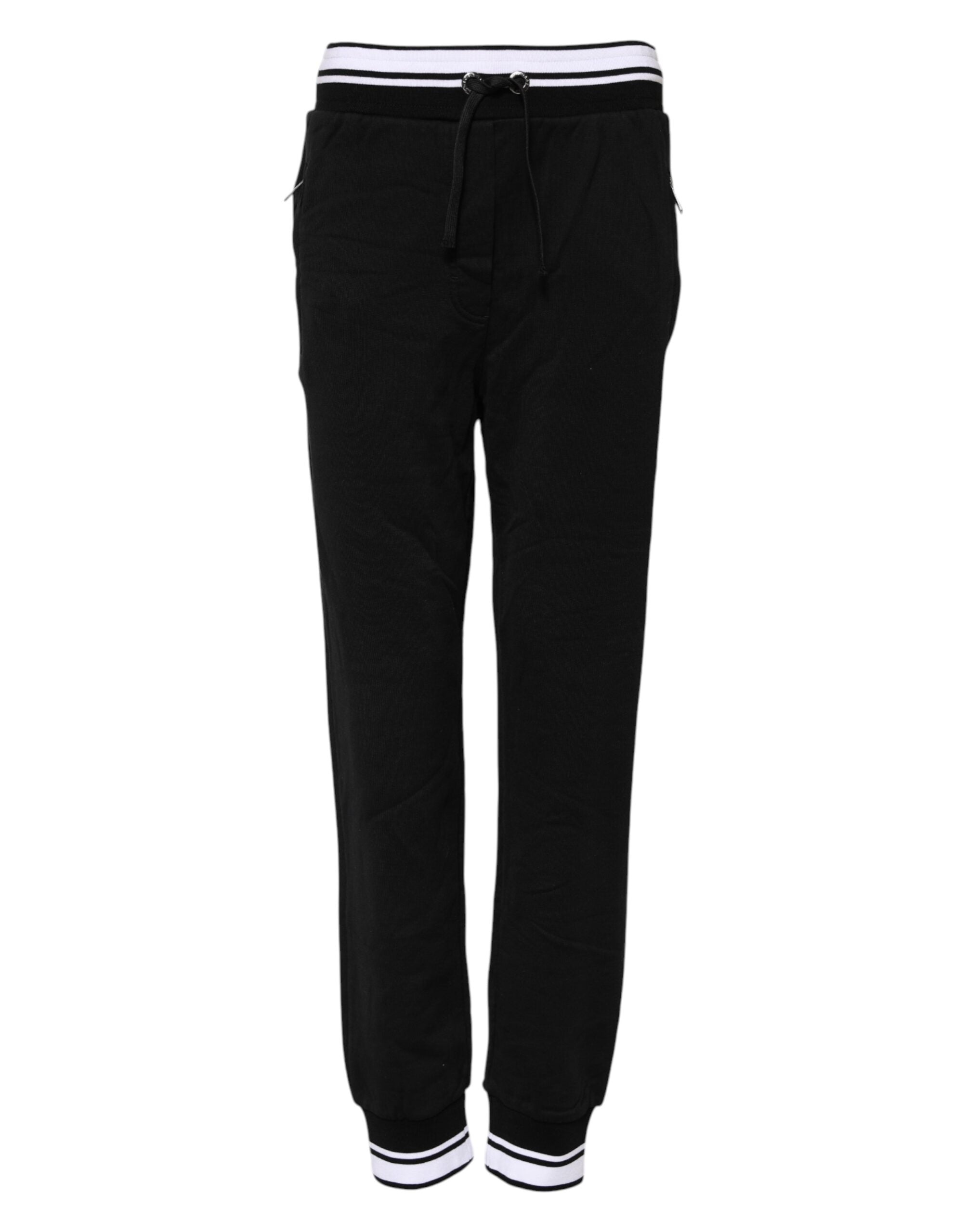Cotton Mid-Waist Joggers — Black