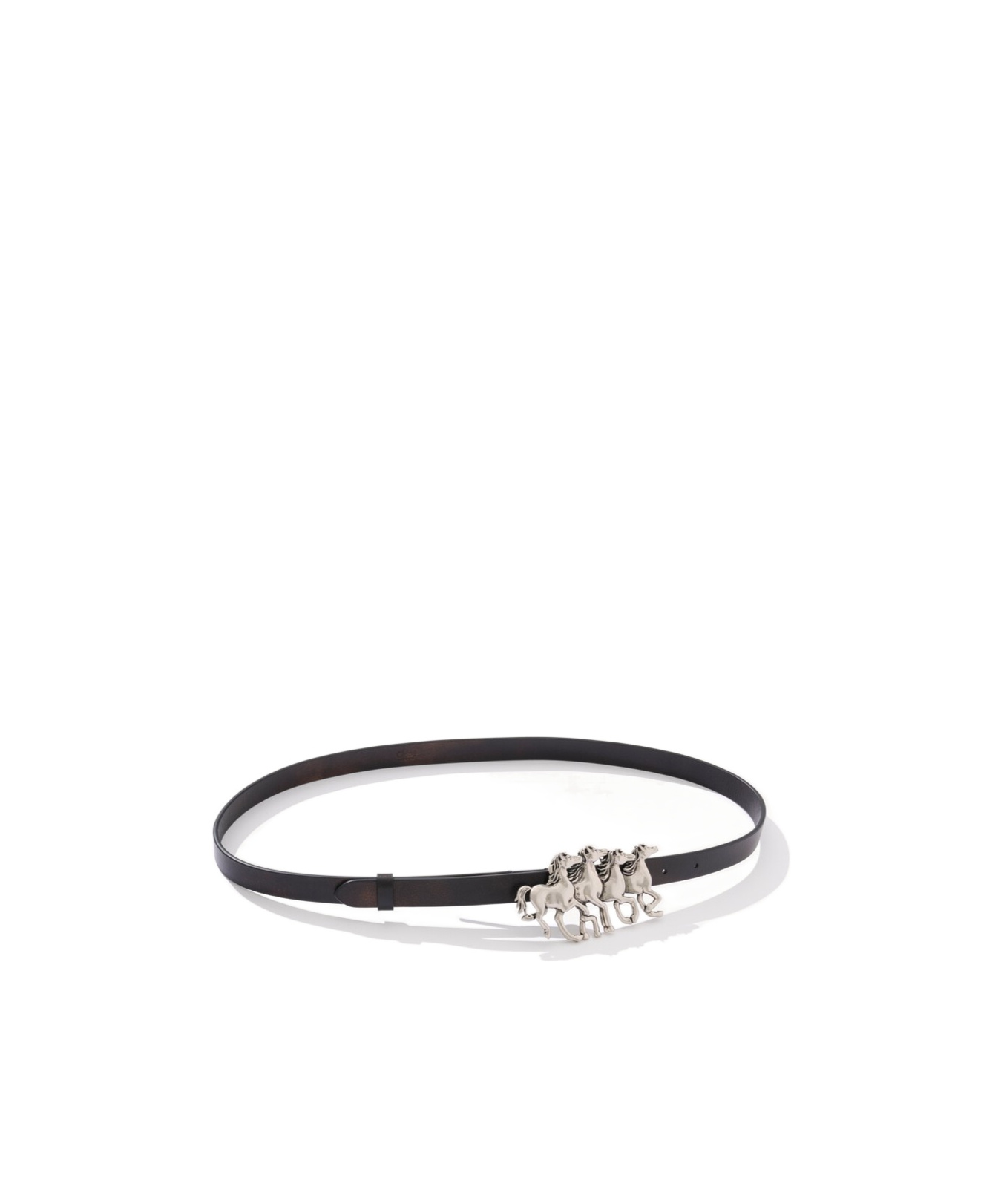 Horse-buckle leather belt