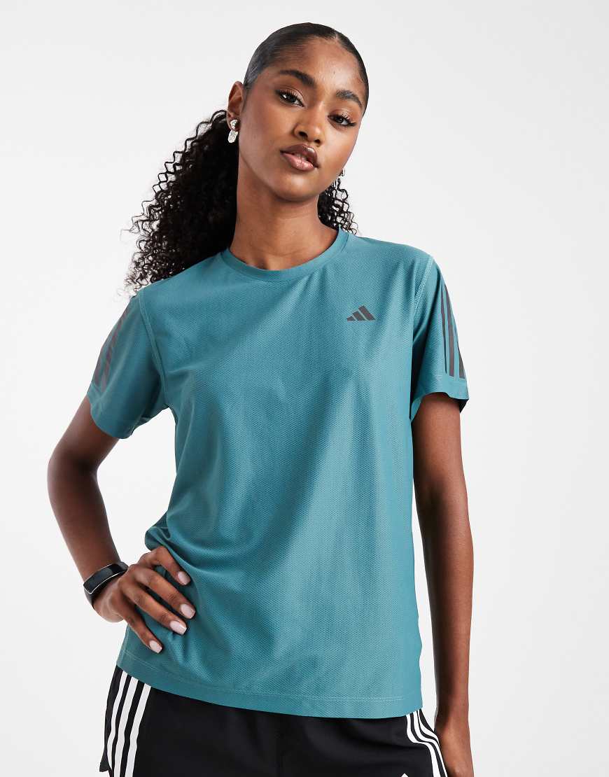 Adidas Running Own the run tee in preloved teal-Blue