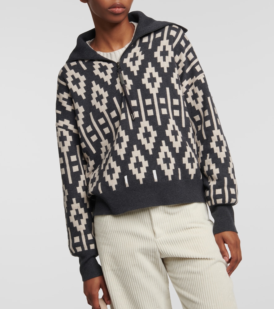 Vintage wool-blend jacquard sweater