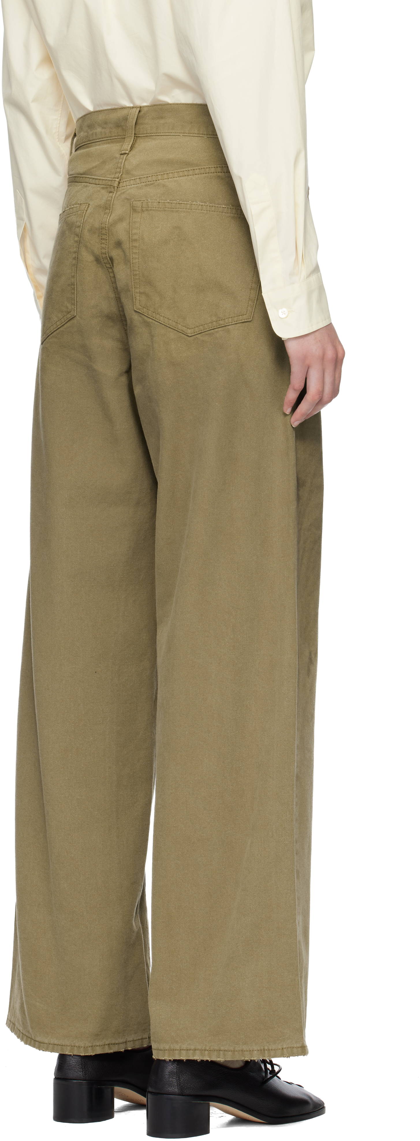 Beige Sulfur Dyed Oxford Vintage Wide Jeans