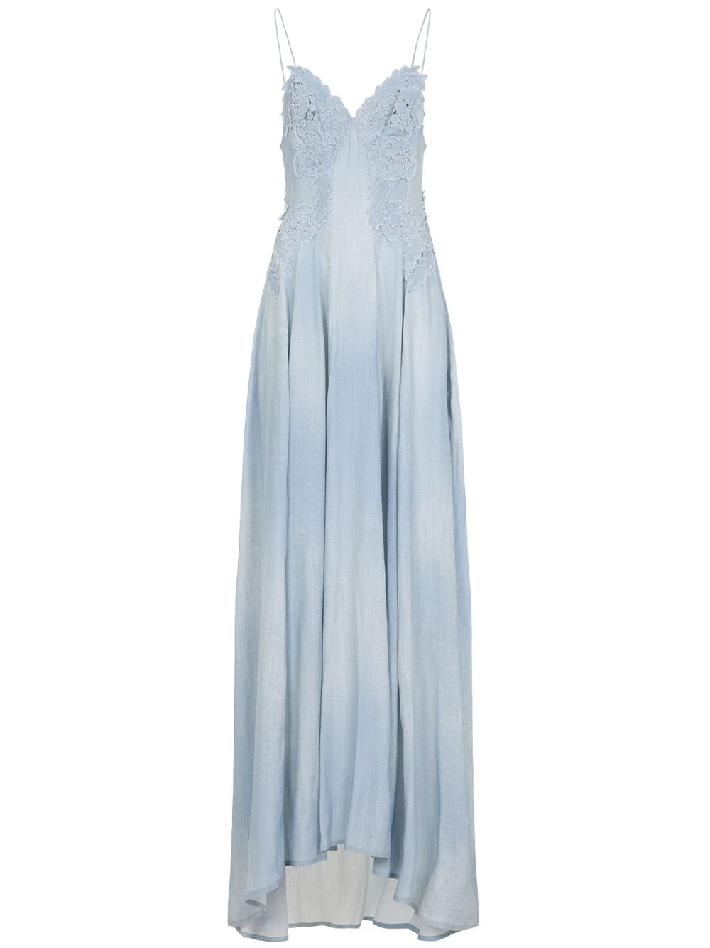 Lace-appliqué maxi dress - Blue
