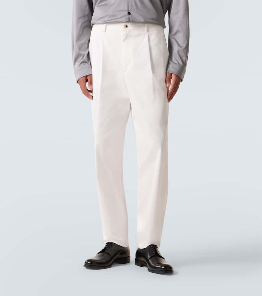 Cotton-blend straight pants