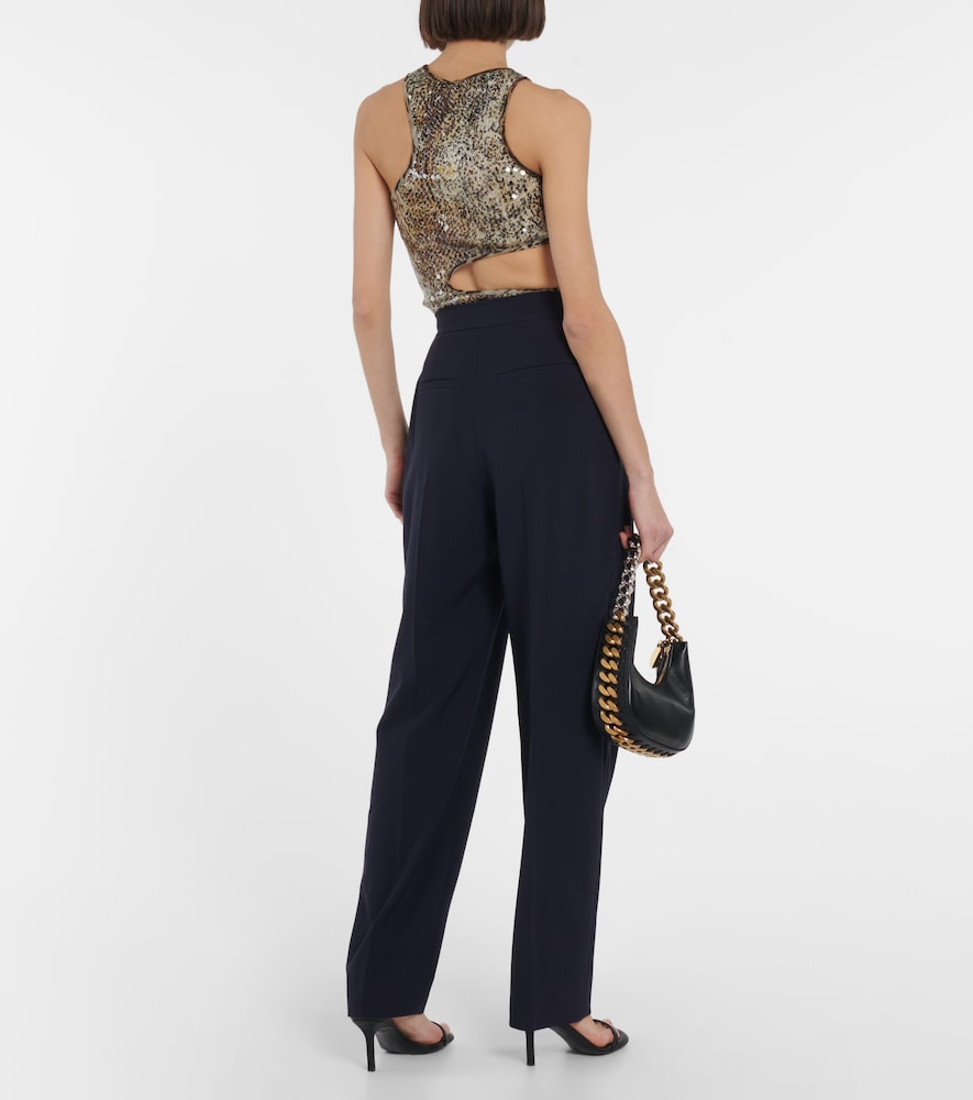 Pleated high-rise wide-leg pants