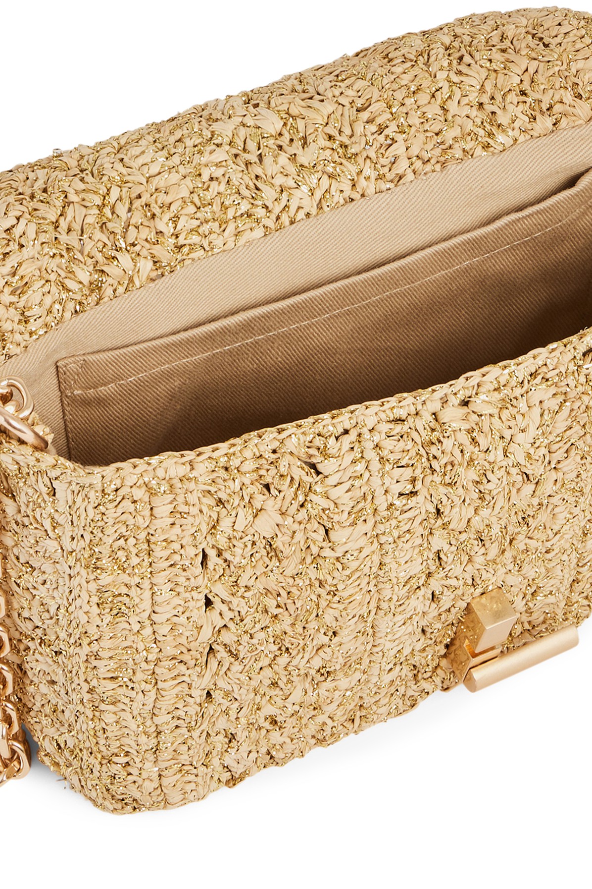 Nano Moon Bag in raffia and lurex