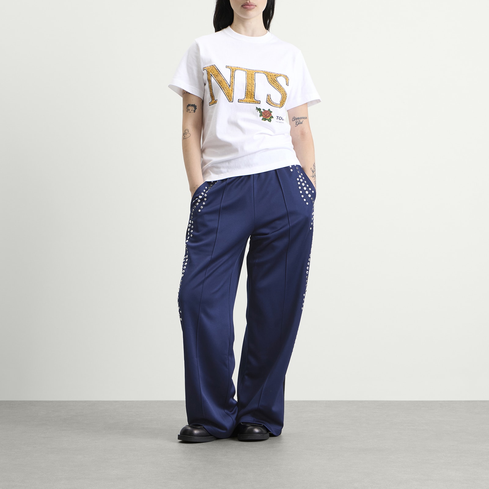 Women's TOGA Studded Track Pants in Navy