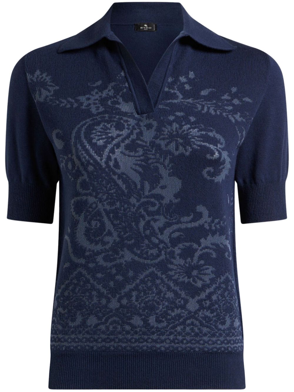 Paisley-jacquard polo top - Blue