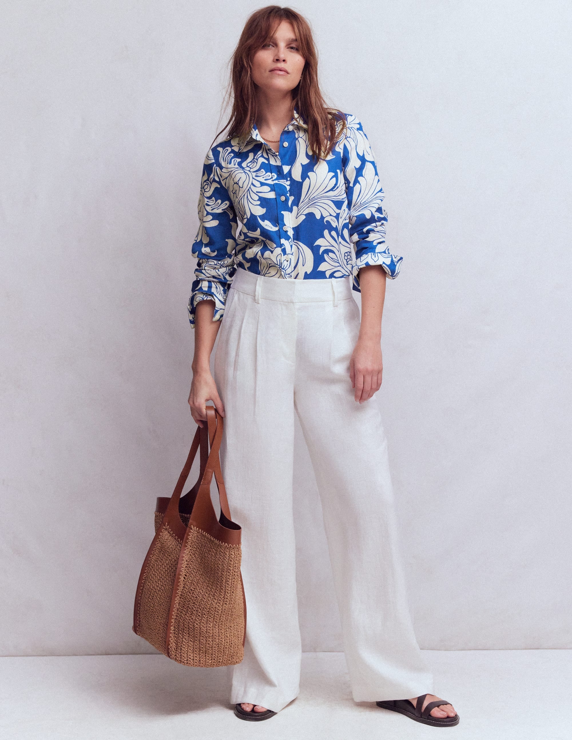 Women's Sienna Linen Shirt in Blue | Size 0